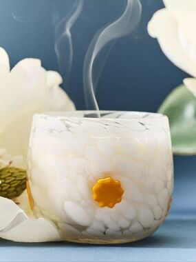 Anthropologie Bright Sun Floral Sun-Drenched Magnolia Spring Icon Glass Candle